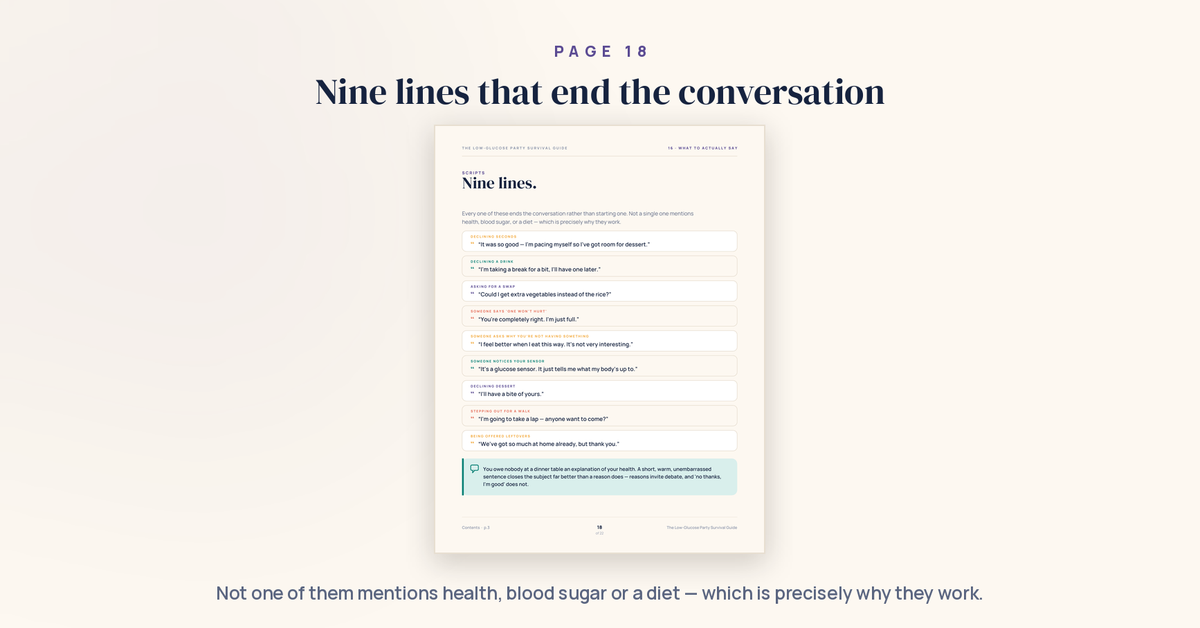 The Low-Glucose Party Survival Guide — 22-Page Interactive PDF
