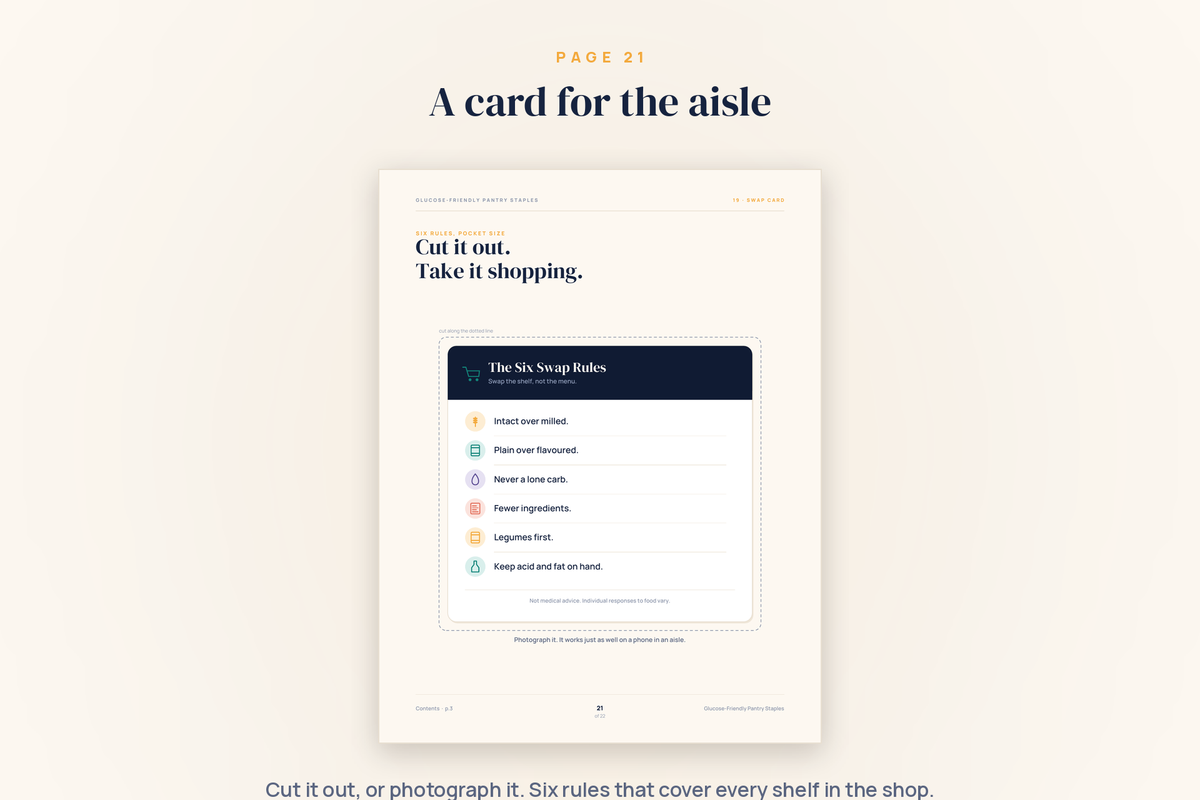 Glucose-Friendly Pantry Staples — 22-Page Interactive PDF Guide