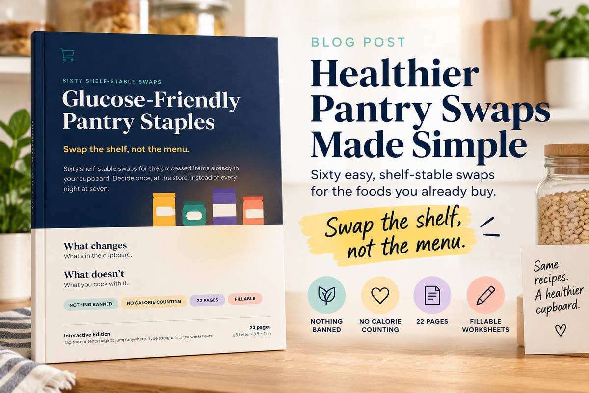 Glucose-Friendly Pantry Staples — 22-Page Interactive PDF Guide